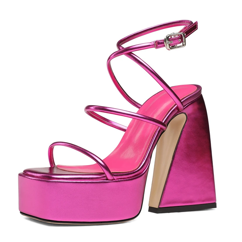 

High Heel Brand Design Sexy Serpentine Women's Sandals Hoof Heels 2022 New Spring Summer Roman Sandals Platform Shoes 2-CHC-23