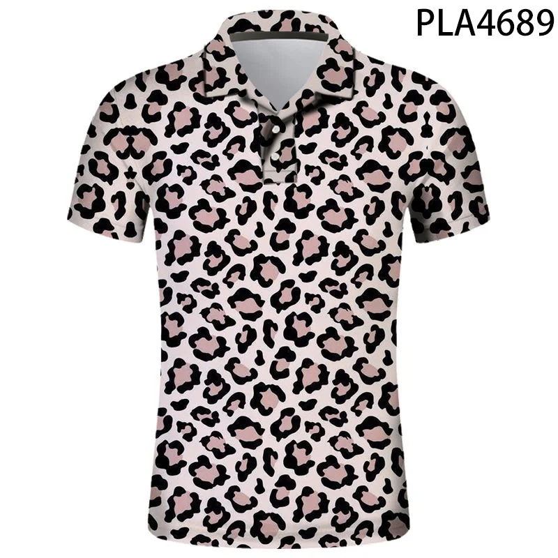

Leopard Print Polo Homme 3D Printed Summer Ropa De Hombre Short Sleeve Streetwear Men Camisas Fashion Polo Shirt Cool Tops