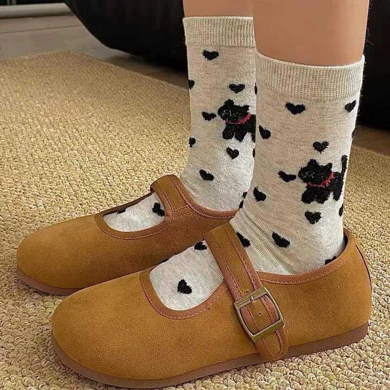 Женские носки Kawaii с рисунком кота милые средней длины Harajuku теплые осенне-зимние