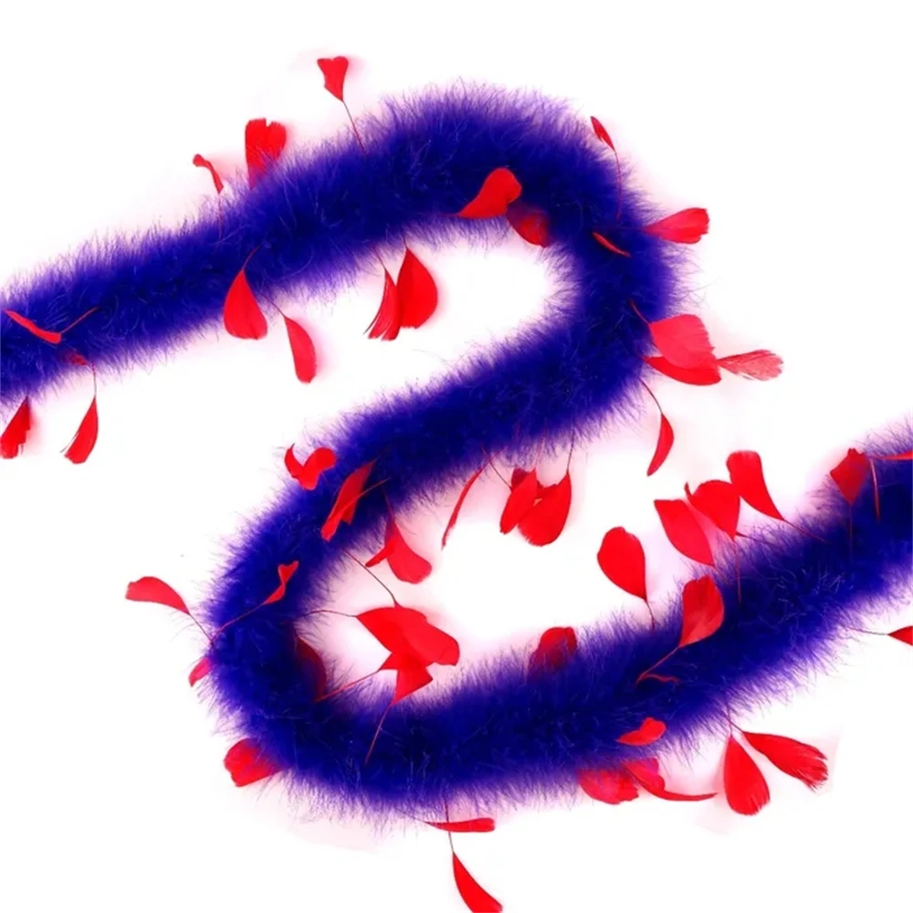 

2 Yards fluffy Marabou Feather With Black Roooster Feather Tail Wedding Dress Shawl Decorative Accessories Crafts Pretty Plumes