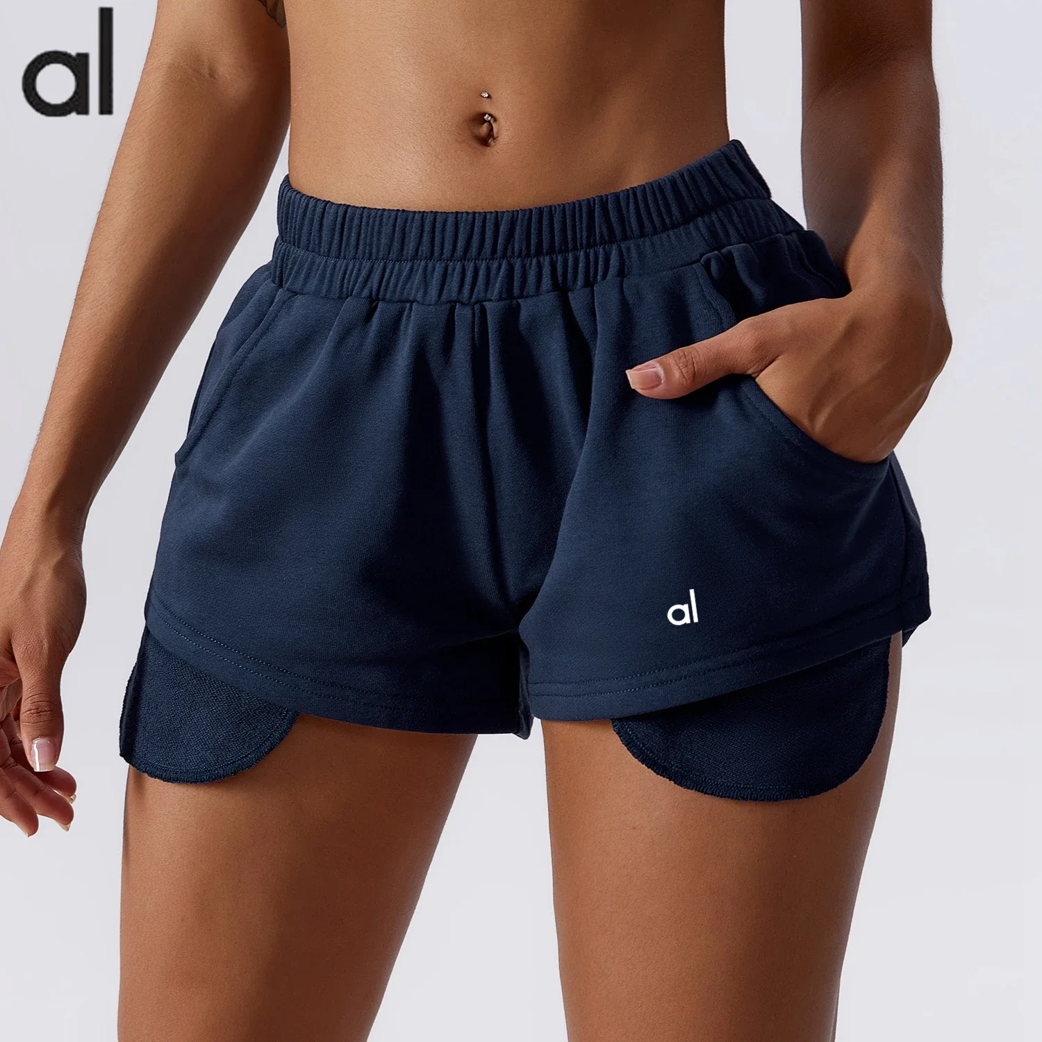 

Женские летние свободные шорты для йоги AL, повседневные спортивные штаны для фитнеса, дышащие пляжные брюки, шорты для танцев и йоги