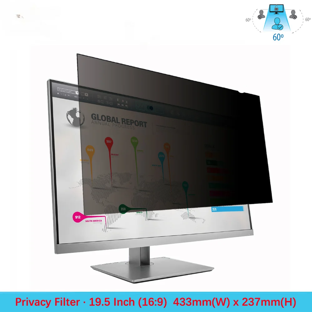 19.5 inch (433mm*237mm) Privacy Filter LCD Screen Protectors film For 16:9 Widescreen Computer iMAC Laptop Notebook PC Monitors