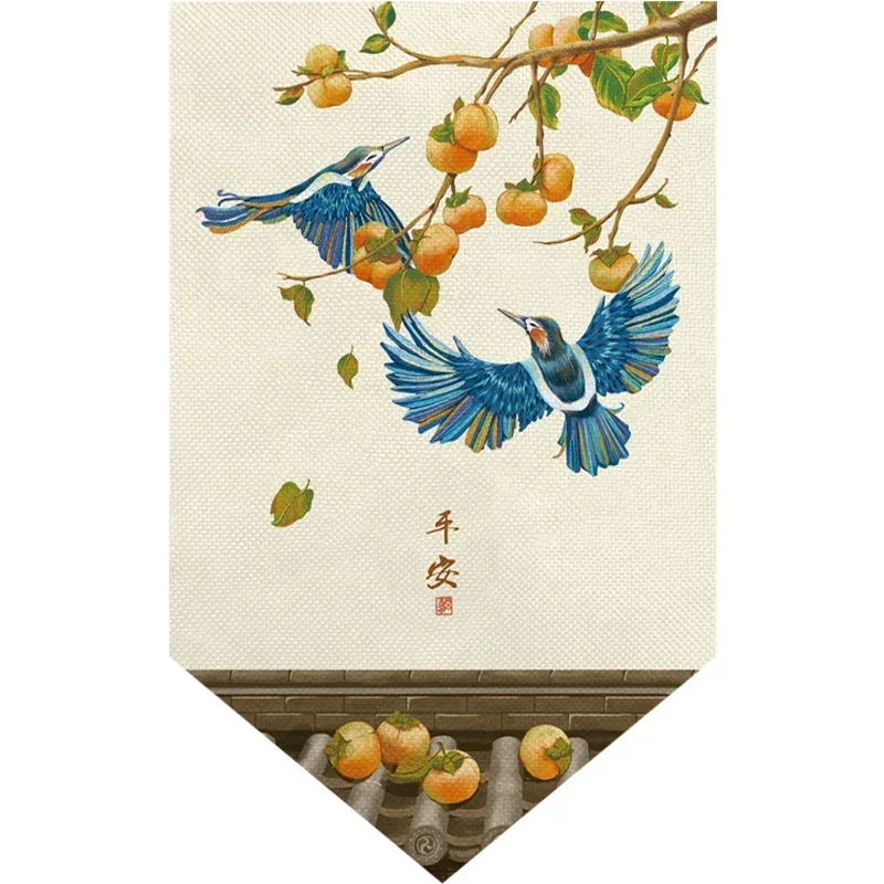 Новая треугольная дверная занавеска в китайском стиле с флагом для кухни штора