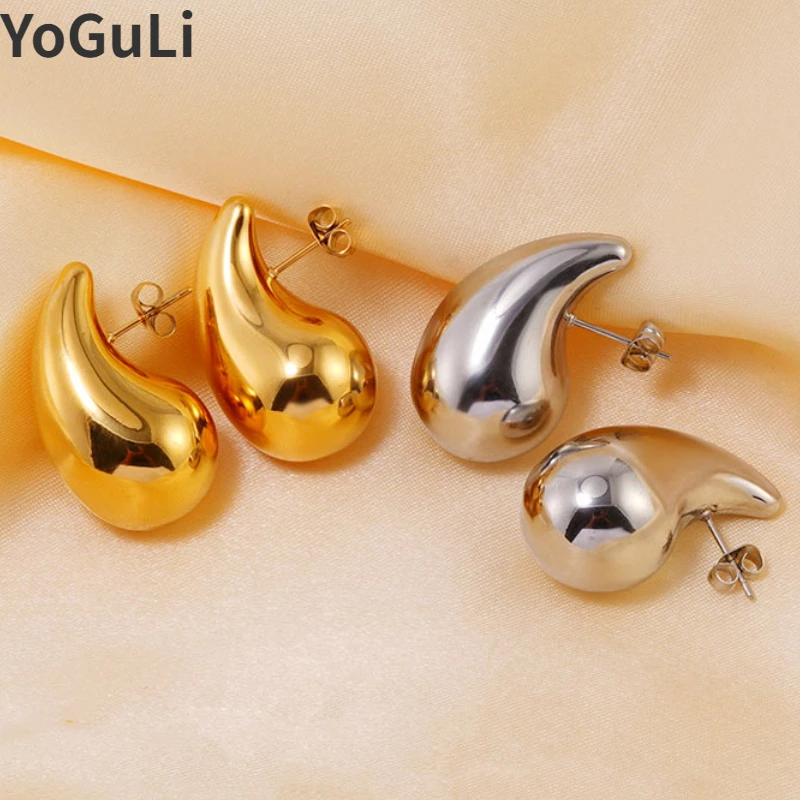 

Modern Jewelry 925 Silver Needle Shiny Smooth Metal Teardrop Earrings For Women Girl Gift 2023 Trend New Popular Two Size Option