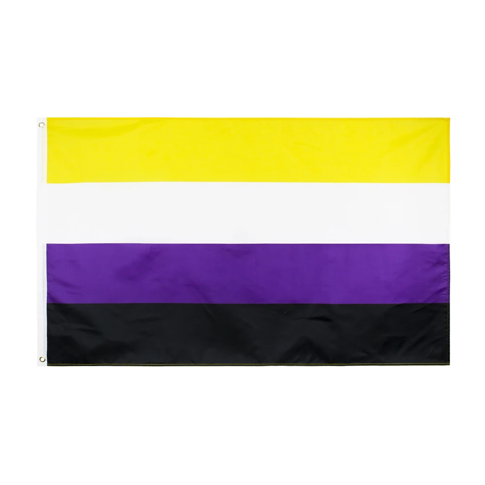 Недвоичный флаг ЛГБТ, желтый, белый, фиолетовый и черный баннер | AliExpress