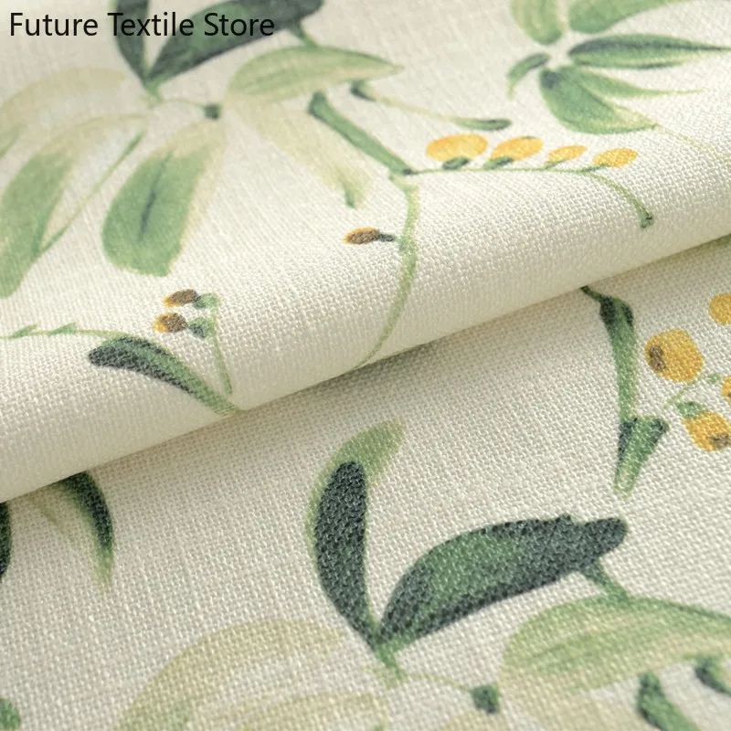 

American Country Cotton Linen Insulation Fabric Shade Curtains For Living Room Green Leaves Floral Window Bedroom Drapes