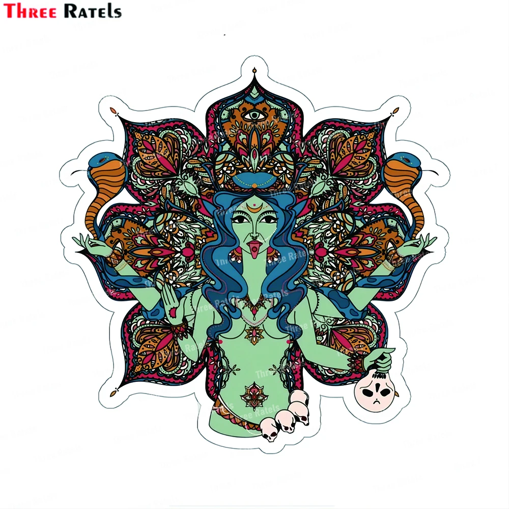 

Наклейка и наклейка Three Ratels J820 Maa Kali Mandala для Jeep, наклейка на окно, автомобильные наклейки для ноутбука, автомобильные аксессуары, виниловый м...