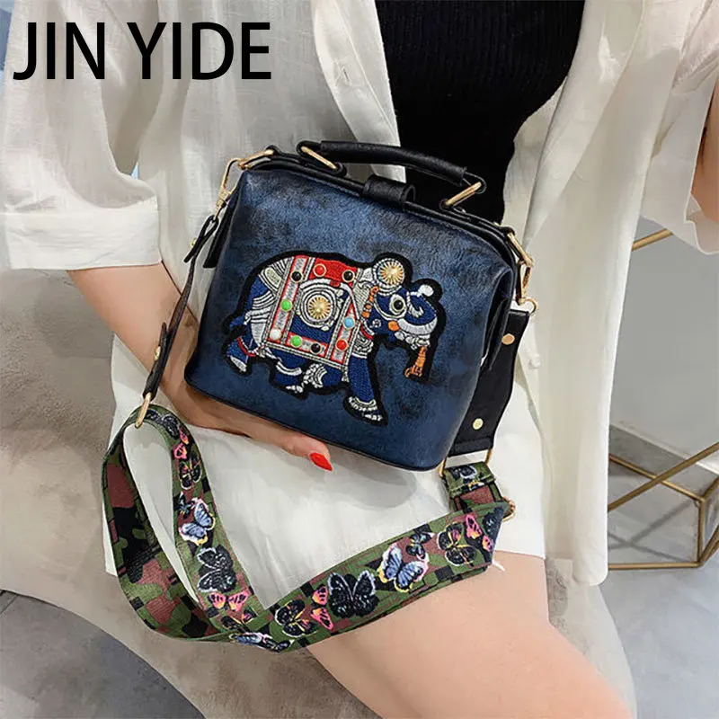 

Luxury Designer Handbags Soft Pu Leather Shoulder Crossbody Bags for Women Vintage Embroidery Elephant Clutches Women's Bag Tote