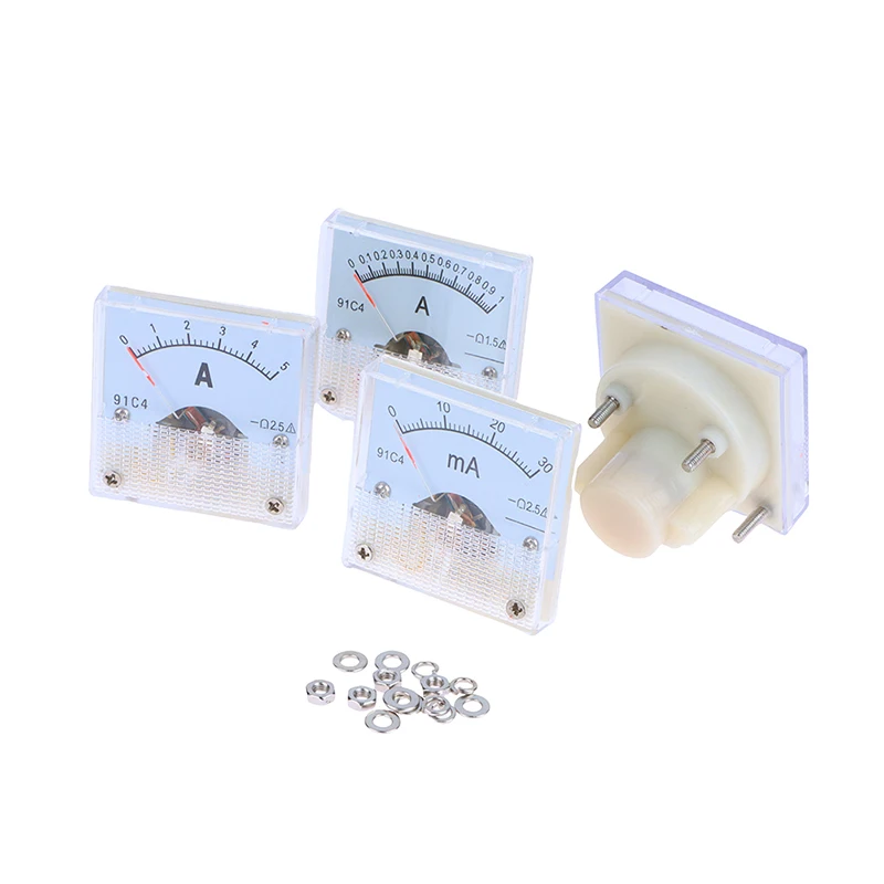 

91C4 DC 20mA 30mA 500mA 1A 2A 5A 10A Analog Ammeter Milliammeter Panel AMP Current Meter Gauge Amperemeter For Measue Current