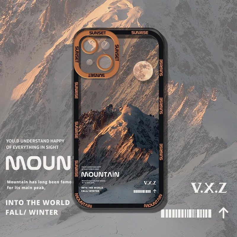 aesthetic snow mountain transparent phone case for iphone 13 12 11 pro max x xr xs luxury clear soft silicone shockproof cover free global shipping