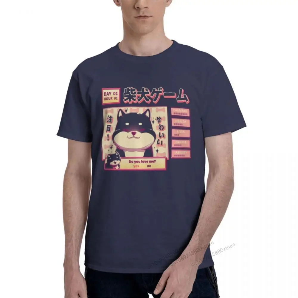 

Shiba Novel Pullover Sweatshirt Men Funny Tees Short Sleeve Crewneck T-Shirt Pure Cotton Original Clothes