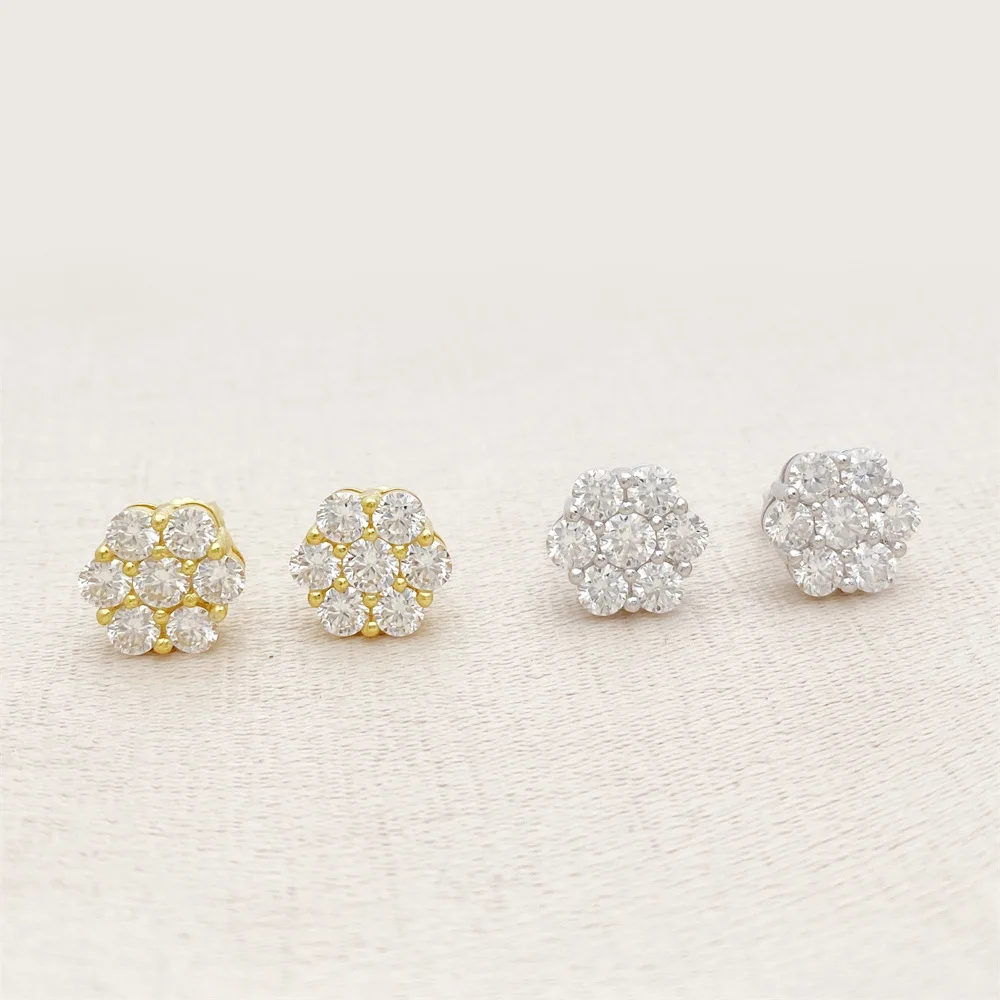 9mm Flower Moissanite Earrings For Women S925 Silver Ear Studs Real Diamond Jewelry Pass Tester With GRA Free Shipping