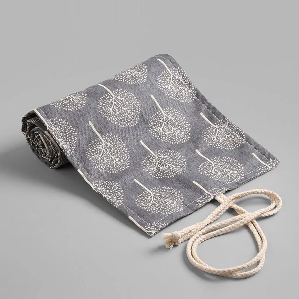 Холщовая кисть с рисунком черного и белого дерева рулон принтом для хранения