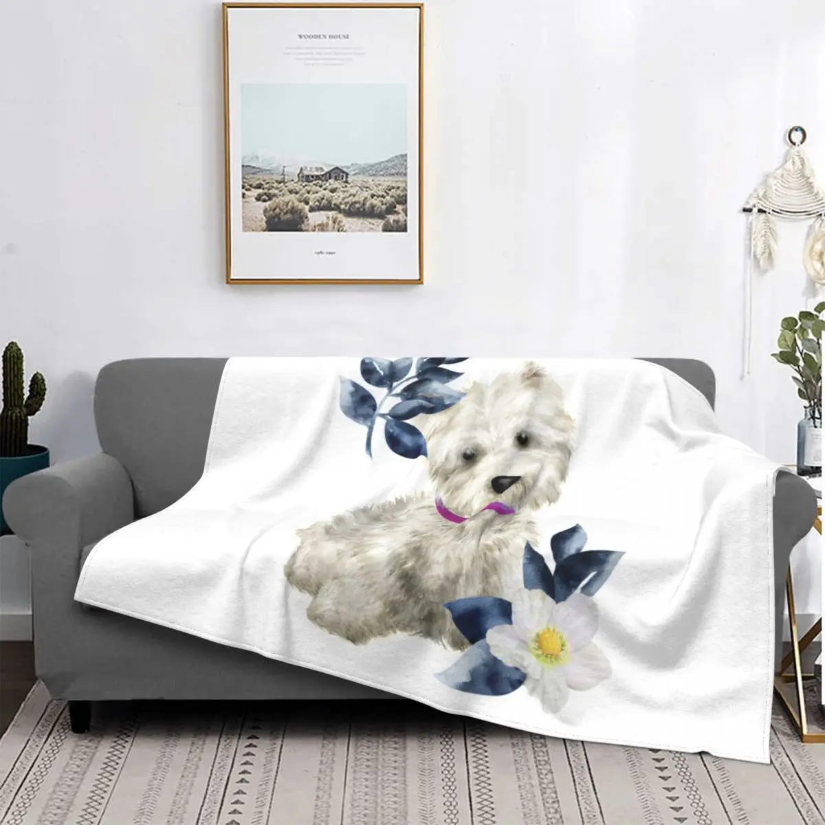 

Boys Girls Sofa Couch Bed Decor Westie West Highland White Terrier Pattern Flannel Throw Blanket Soft Funny Warm Camping Gifts