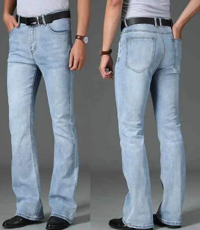 Мужские джинсы с высокой талией эластичные свободные расклешенные джинсовые