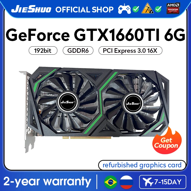 JIESHUO NVIDIA GTX 1660TI 6 ГБ игровой Графический ГПУ GDDR6 192bit PCI-E 3.0X16 GTX1660TI 6G ПК настольное видео офисное добыча JIESHUO NVIDIA GTX 1660TI 6 ГБ игровой Графический ГПУ GDDR6 192bit PCI-E 3.0X16 GTX1660TI 6G ПК настольное видео офисное добыча