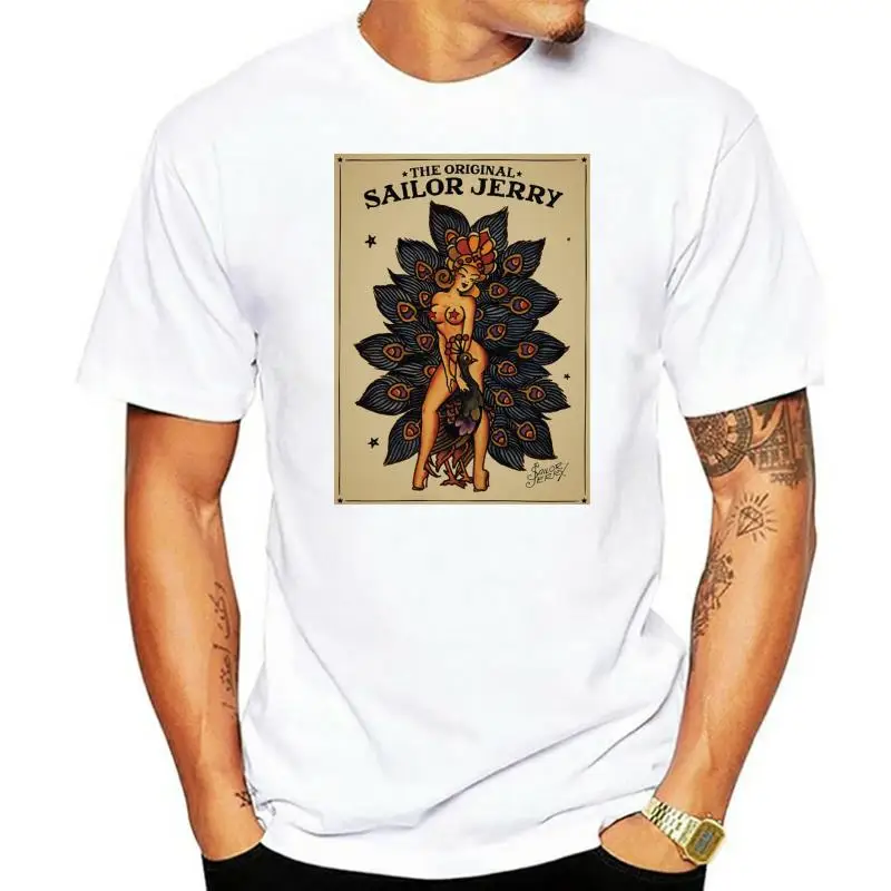 

Rum Inspired Sailor Jerry Rum Tattoo Lady Peacock Tshirt T Shirt Mens Kids 0234 For Youth Middle-Age Old Age Tee Shirt