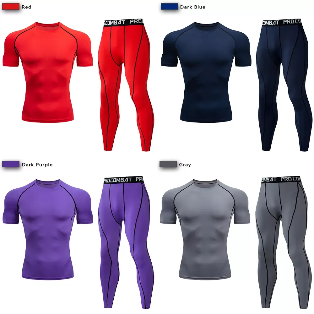 

Men's Compression Sport Suit Quick Dry Running Set Clothing Sports Outdoor Joggers Training Gym Fitness Tracksuit Sportswear