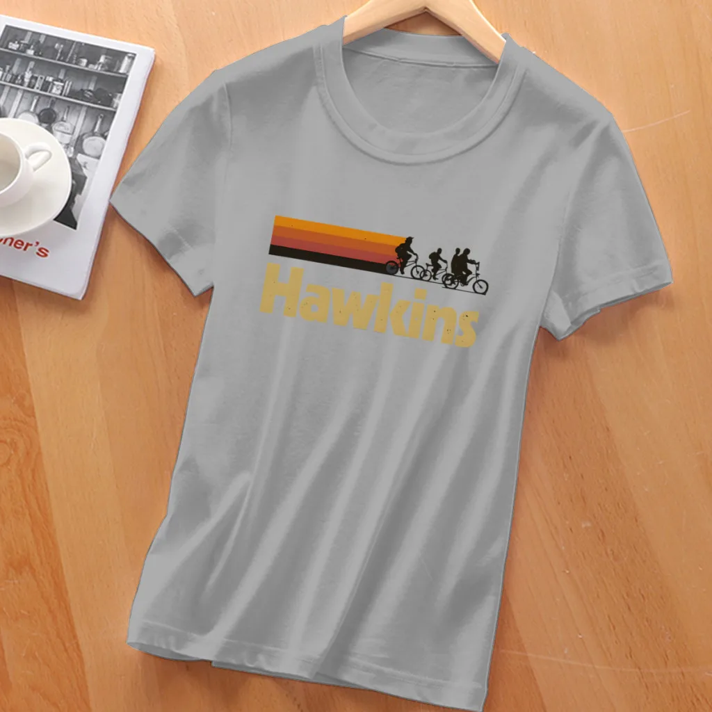 Винтажная женская футболка 80-х годов из сериала Visit Hawkins Indiana с короткими рукавами