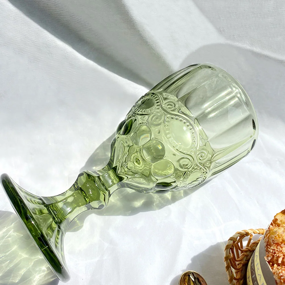 

2pcs Drinking Goblet Embossed Goblet Glassware Red Glass Cups