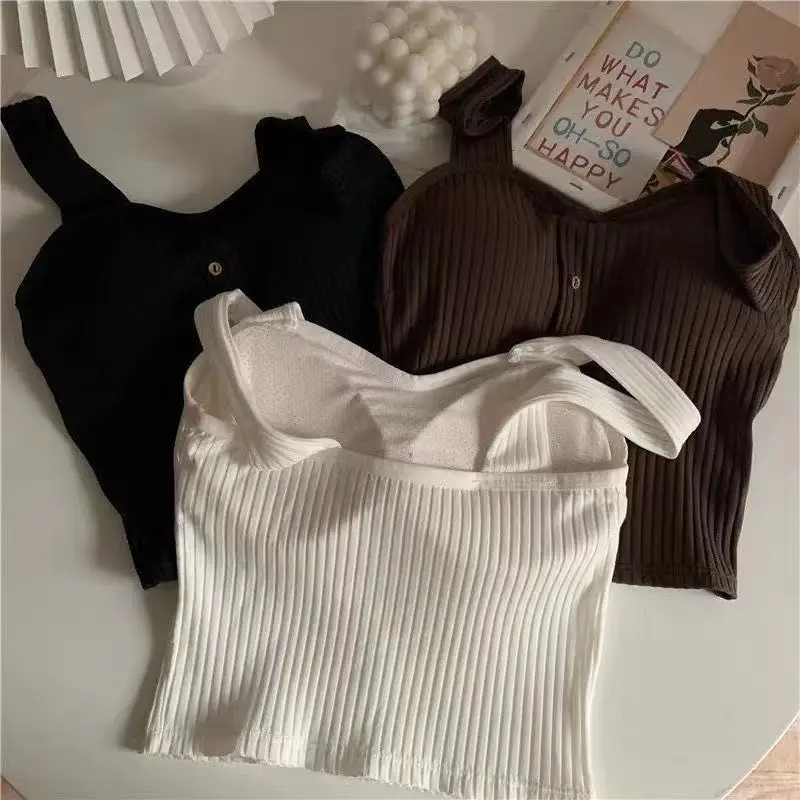 

2023 New Women's Clothing Knit Casual Basic Slim Vest Sweet Bra Tops Female Crop Top Y2k Corset Summer Korean Fashion Tank Top