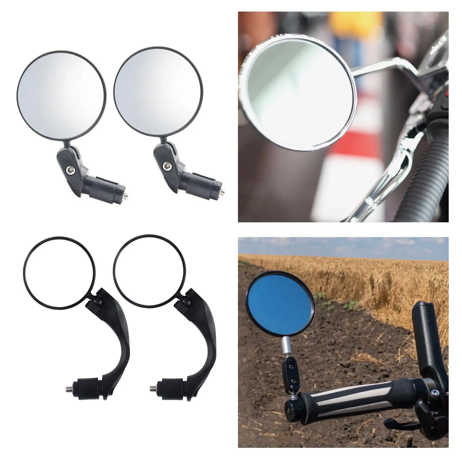 2 Pieces 18-22mm Handlebar Bike Rearview Mirror Wide-Angle Adjustable Angle Electrical Bikes Reflector Bicycle Rear View |