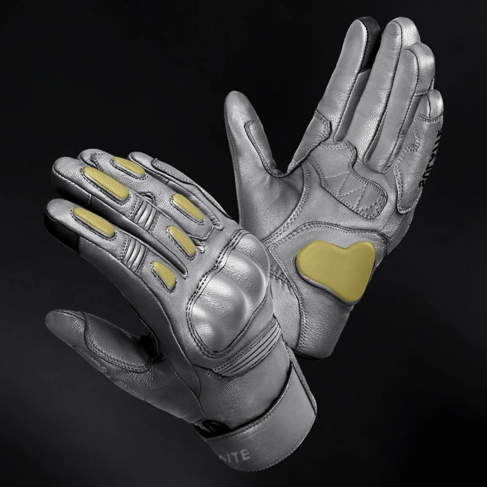 

Motorcycle Goatskin Gloves Moto Cycling Winter Fall Protection Gloves Motorbike Antiskid Shock Absorption for Outdoor Sport