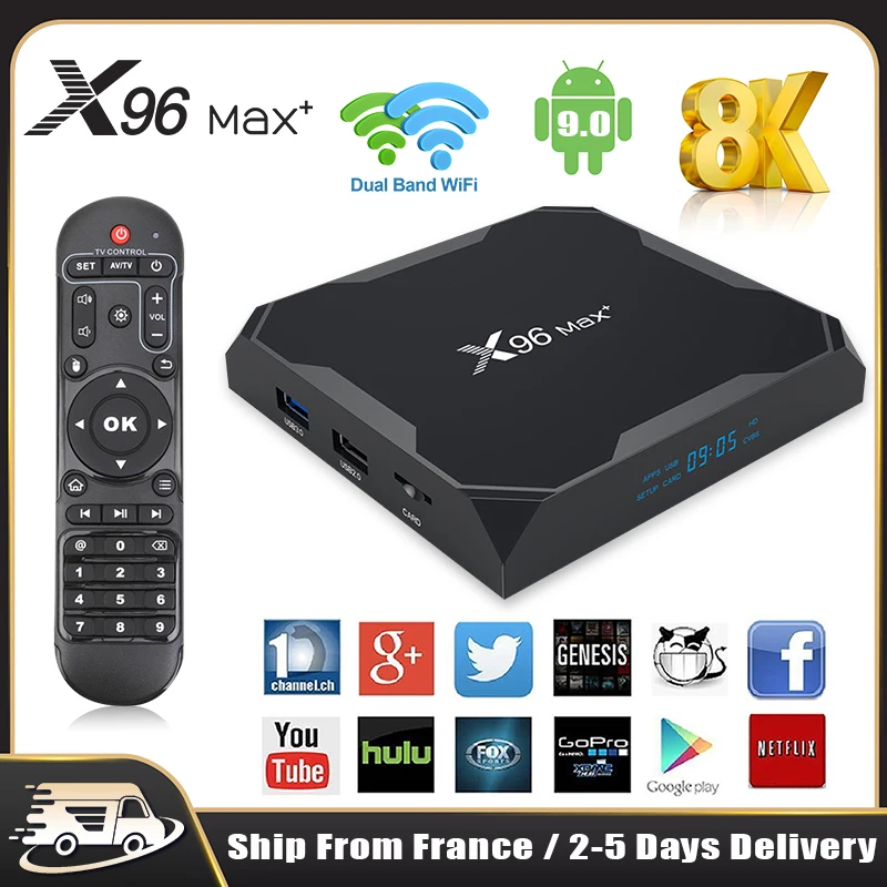 

x96 max plus 4G 64G IPTV BOX Android 9.0 TV BOX Amlogic S905X3 8K 2.4G 5G WIFI X96Max+ Smart IP TV Set Top Box Ship from France