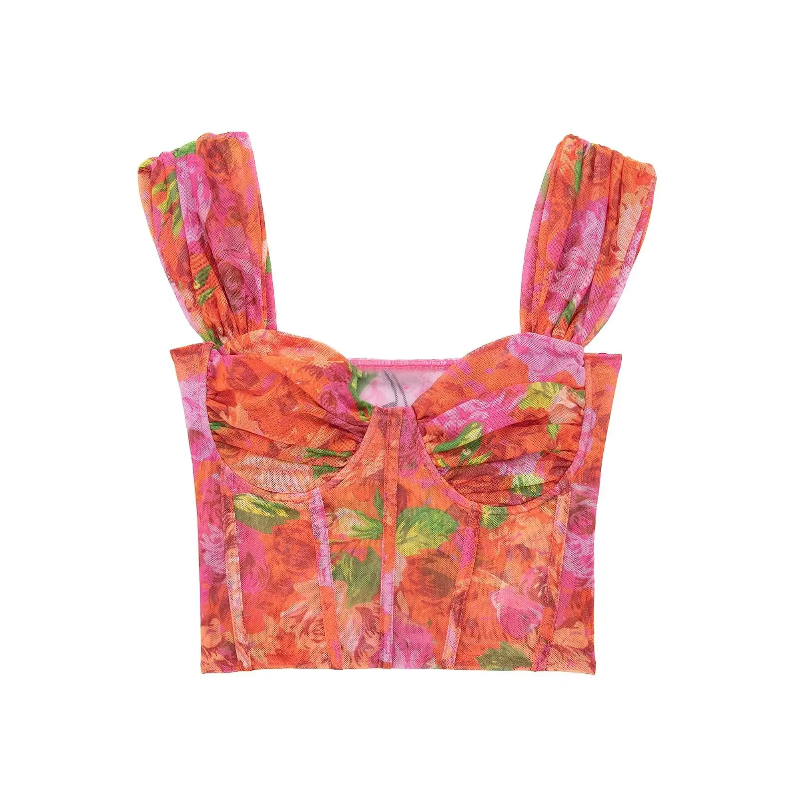 

Осенне-зимний Новый Шелковый плотный корсет с принтом стильный короткий сексуальный топ