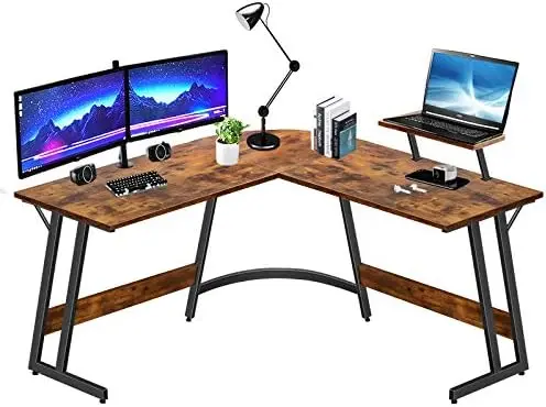 

Shaped Computer Desk Corner Office L-Shaped Desks for Small Space Home Student Study Bedroom Writing Table, 51 Inch with Monitor