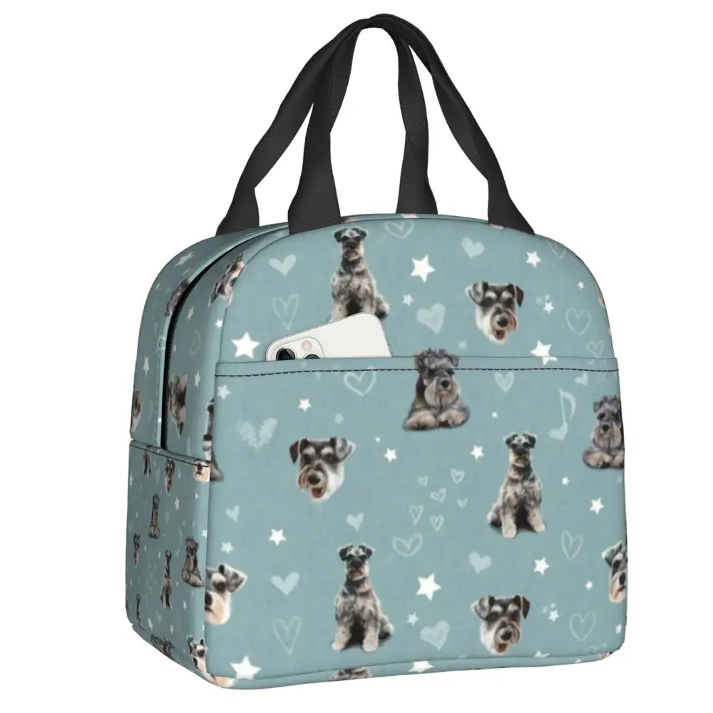 

Custom The Miniature Schnauzer Lunch Bag Men Women Cooler Thermal Insulated Lunch Box for Kids School Children