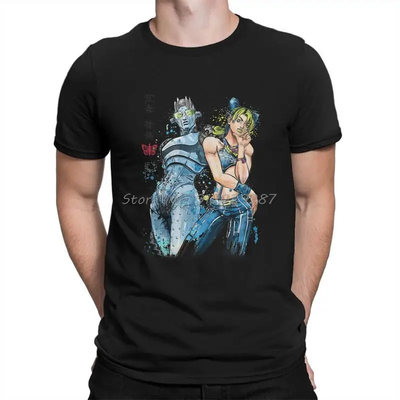 

JoJo's Bizarre Adventure Anime Stone Free Watercolor Tshirt Black for Men Loose T Shirt Anime Tshirt Hip Hop Tees Streetwear