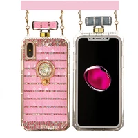 luxury bling diamond perfume bottle gemstone ring holder bracket case for samsung s10 s20 s21 plus note 9 10 20 ultra case note9