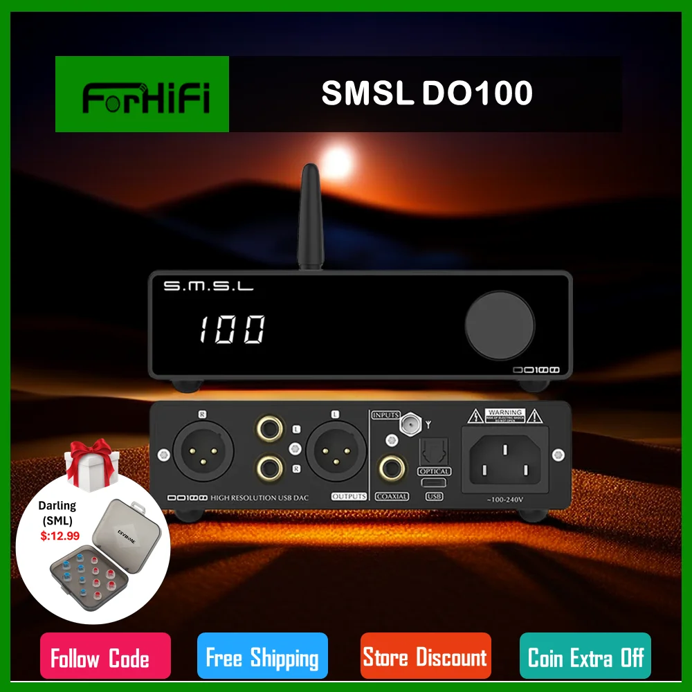 ЦАП SMSL DO100 ES9038Q2Mx2 Bluetooth 5 0 DSD512 32 бит 768 кГц OPA1612x4 сбалансированный выходной декодер с