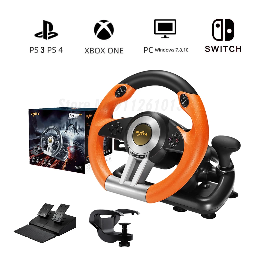 PXN V3II Gaming Steering Wheel Pedal Vibration Racing Game Controller for Xbox One for PC for PS3 PS4 for N-switch