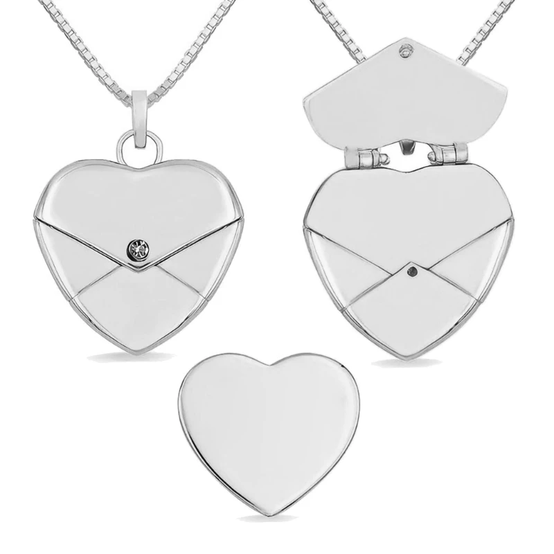

Heart Envelope Necklace Heart Pendant Necklace Party Jewelry Gift for Woman Girl T8DE