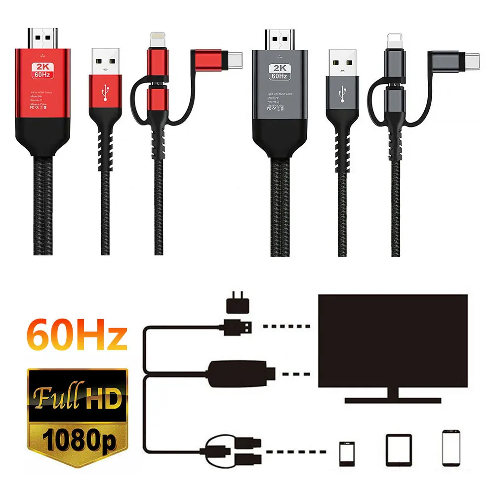 2 м HDMI-совместимый кабель Micro USB Тип C к HDMI преобразователь HDTV TV Цифровой AV адаптер