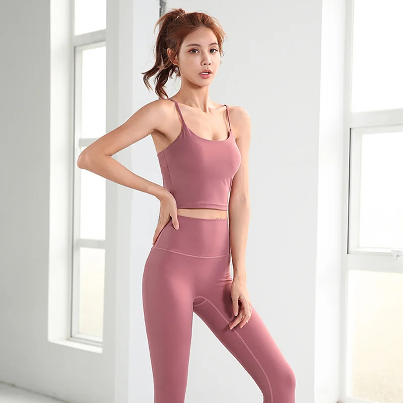 

Leechee New Solid Color Beautiful Back Sling Underwear Female Moisture Wicking Tight Fitness Body Nude Shockproof Bra