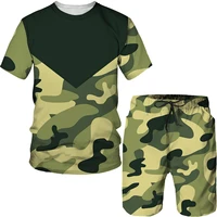 camouflage print sportswear tracksuit oversized t shirt shorts men shorts outfits sets summer jogging suits with shorts man sets