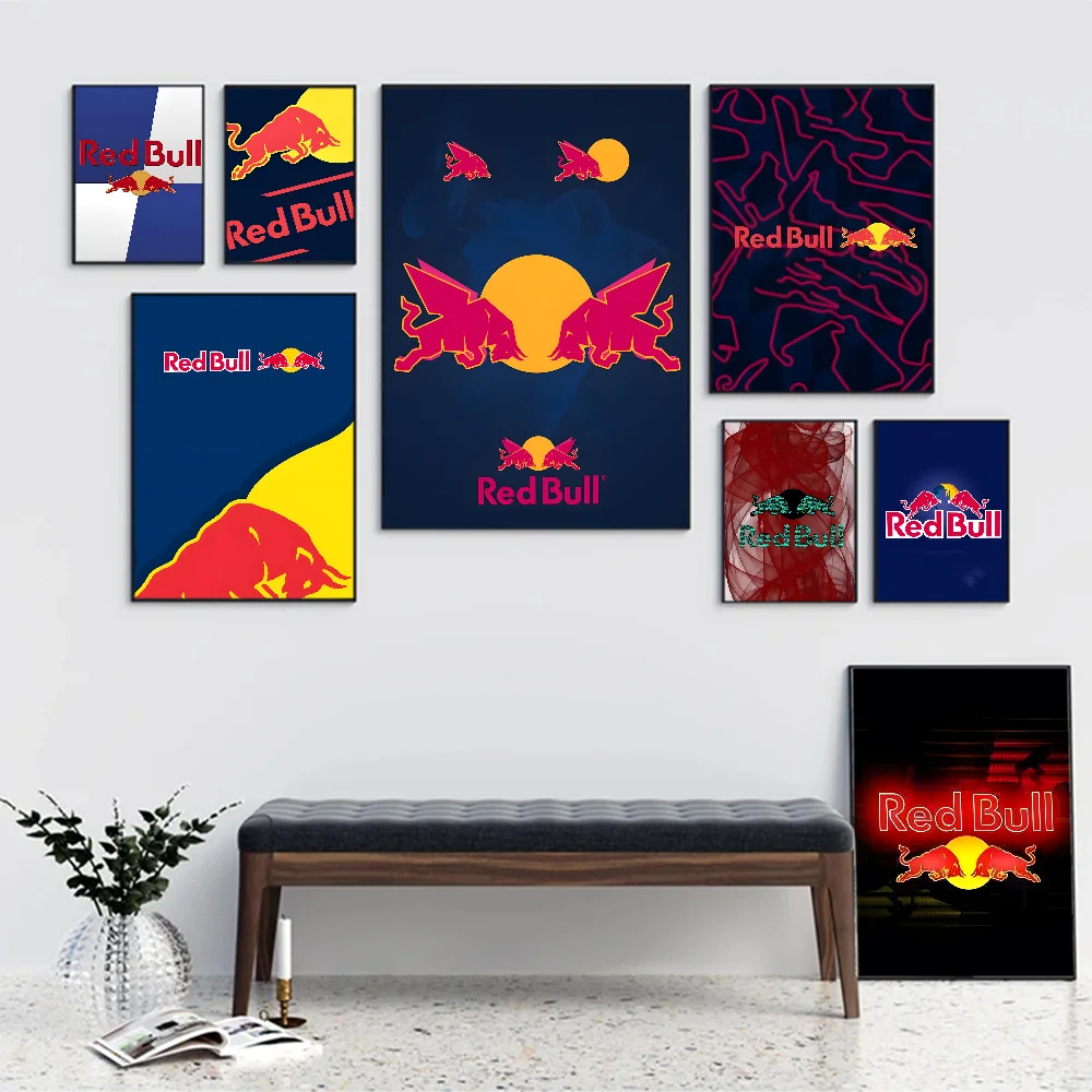 R-RED Energy Drink B-Bull Vintage Posters Sticky Whitepaper Sticker DIY Room Bar Cafe Wall Decor