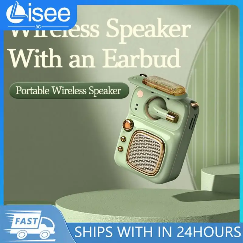 

Vintage Small Audio Earphones Compatible Tf Card Fm Waterproof Speaker Mp3 Player 2 In 1 Rechargeable Tws Wireless Earbuds Audio