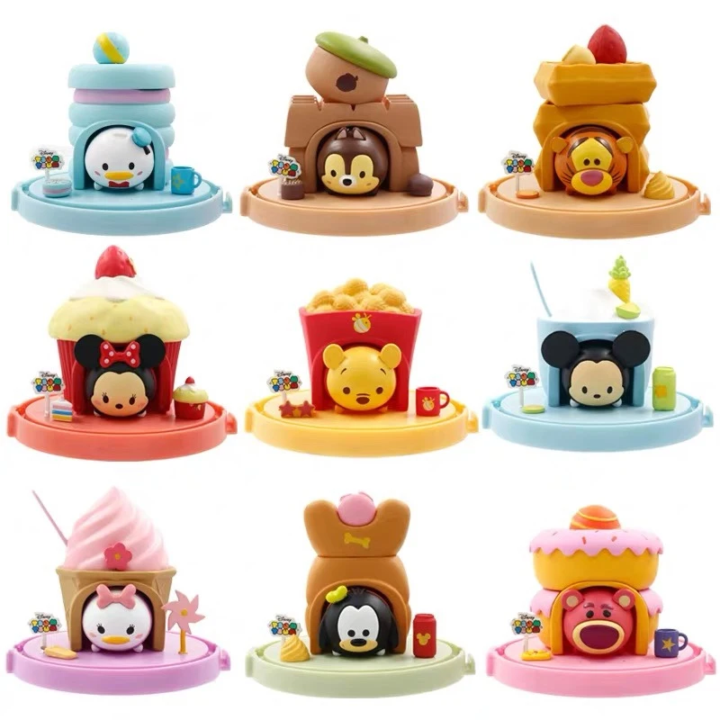 

Anime Disney Tsum Tsum Dessert Series Figure Toys Cartoon Mickey Donald Lotso Minnie Chip Model Doll Children's Birthday Gifts