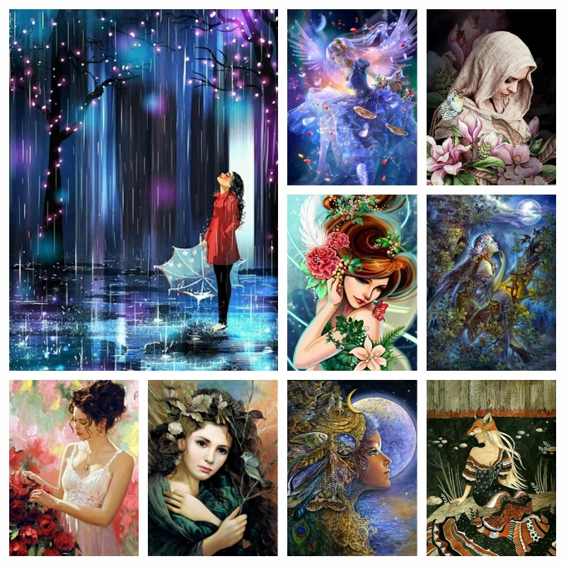 Fairy Angel Woman  5D Diamond Painting Northern Lights Diy Portrait Embroidery Mosaic Girl Cross Stitch Kits Crafts Home Decor