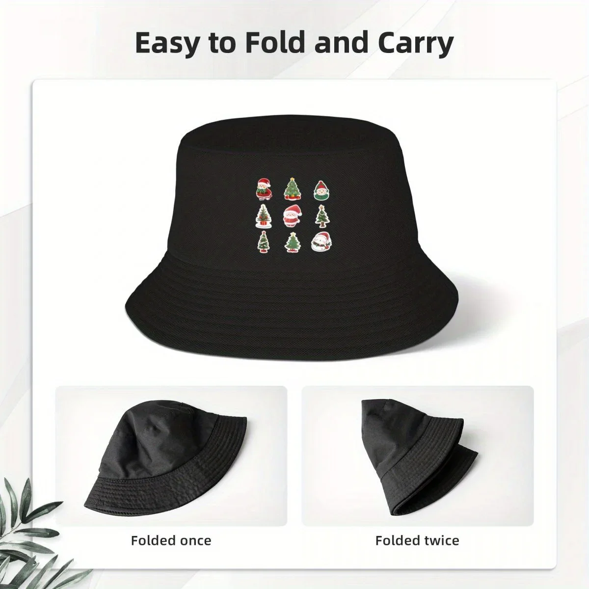 Фото 2026 Christmas Stickers Bucket Hat черная солнцезащитная кепка | -F- |   Кепки для мужчин и женщин №3