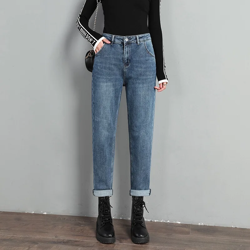 

High Waist Jeans Woman Mom Cowboy Denim Pants Vintage Boyfriends Straight Basic Harem Trousers Vaqueros Mujer