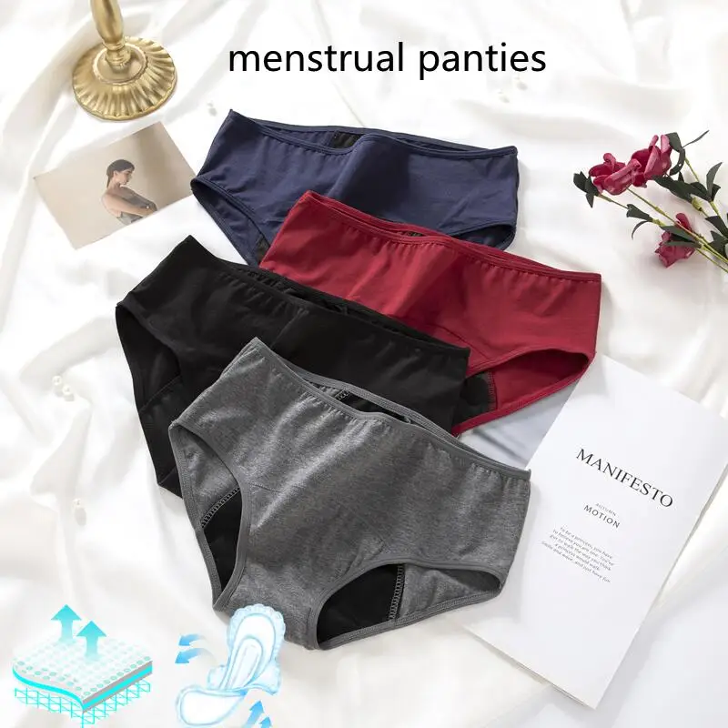 

Menstrual Panties Diaper Women Plus Size Cotton Briefs Leak Proof Glamour Underwear Washable Absorbent Panty Condoms