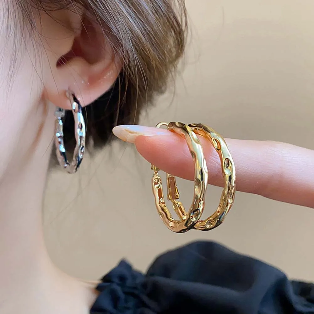 Женские серьги-кольца золотистые/Серебристые