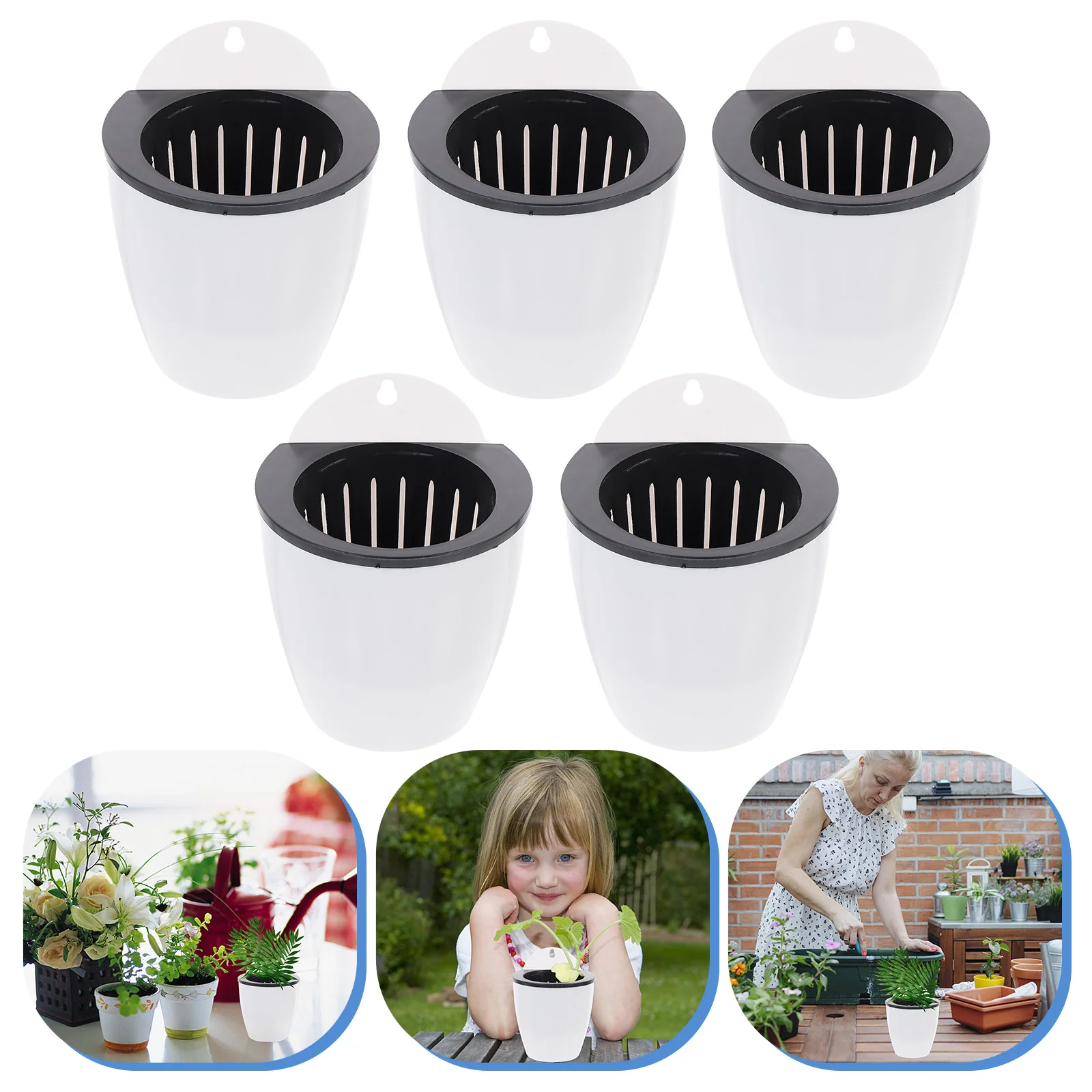 

5-Piece Wall Hanging Flower Pot Self Watering Planter Pot Wall Hanging Planter Plastic Water Level Window Pot