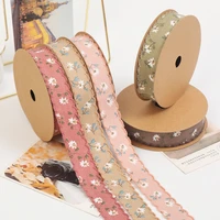 8 yard 25mm handmade floral ribbon diy gift wrapping bowknot clips ribbon handmade gift wrap party wedding decorative