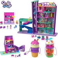 original polly pocket polly mega mall doll house accessories home furniture girls toys for children playset shopping center gift